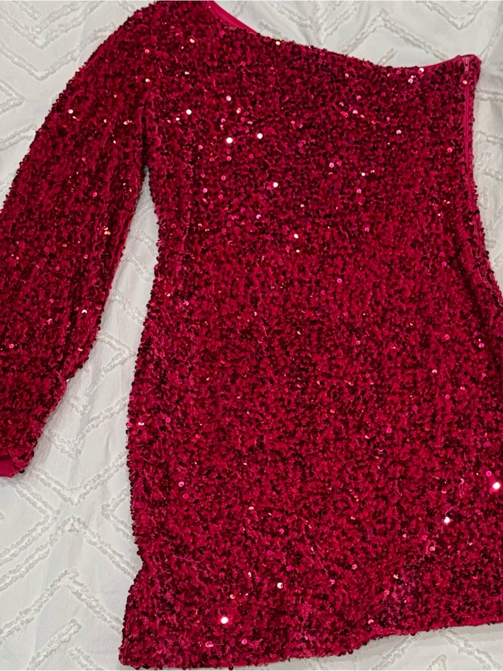 Gianni Bini Fuchsia One-Shoulder Sequin Dress